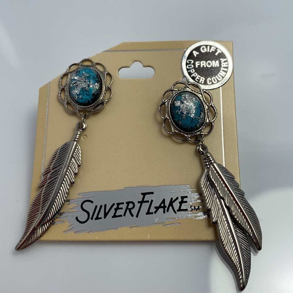 Post earrings silver and turquoise